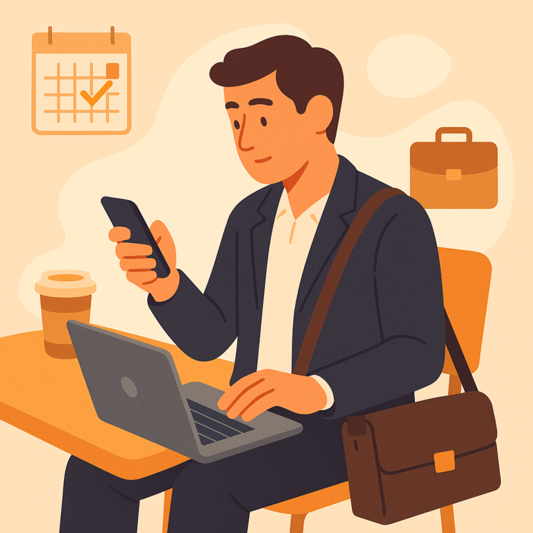 Man doing online courses on phone - LMS design - Lee Firman